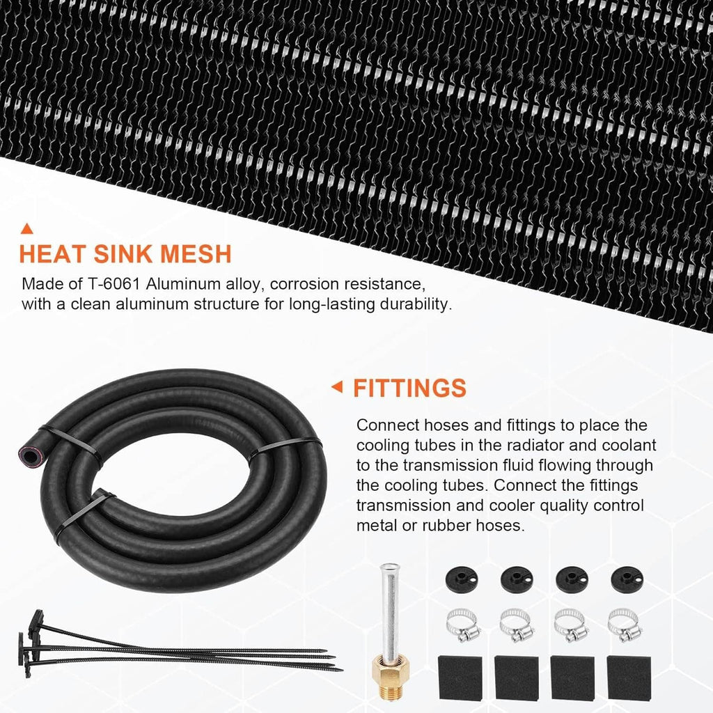 Black aluminum heat sink mesh with coiled hose and mounting fittings