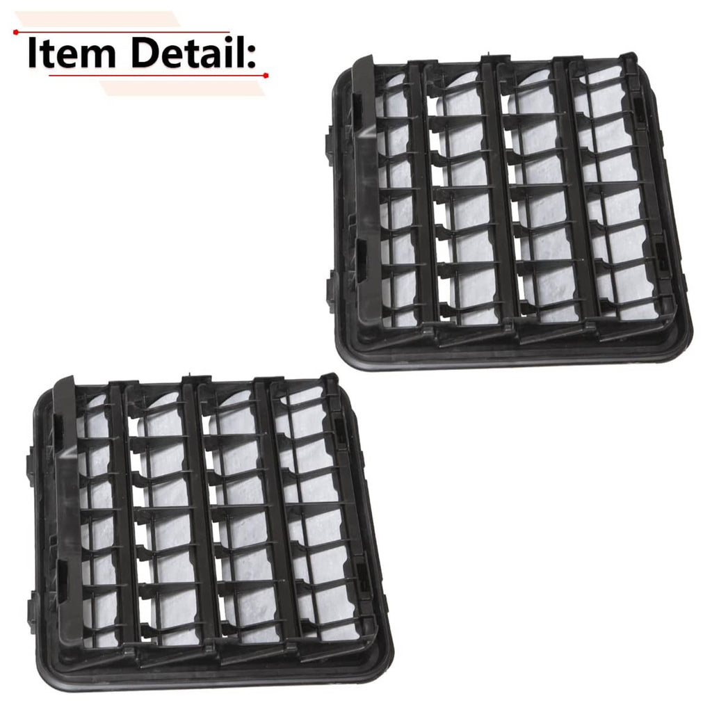 Black vent cover with raised multi-row grid slats, open frame style