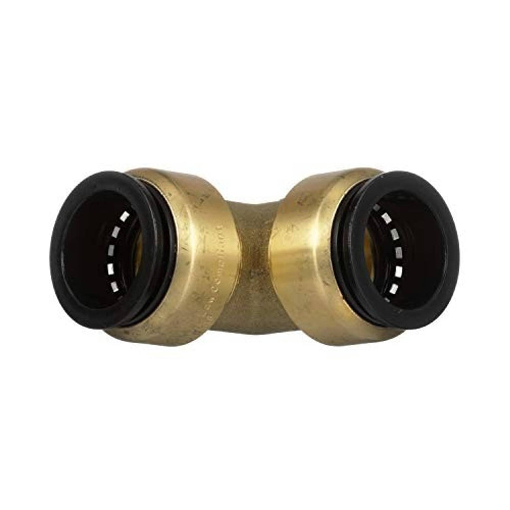 Brass 90-degree elbow with exposed 1 in CTS ports and black rubber gaskets