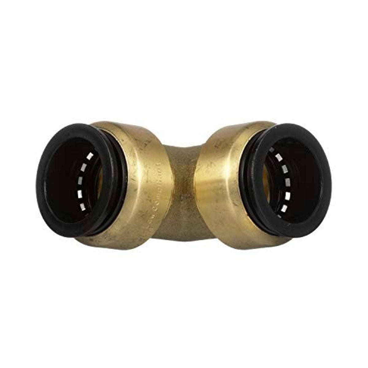 Brass 90-degree elbow with exposed 1 in CTS ports and black rubber gaskets