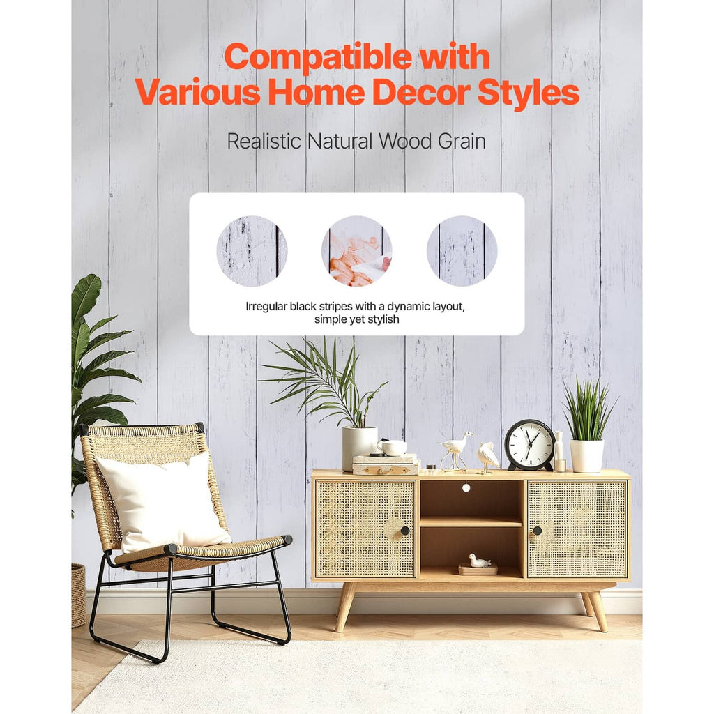 Wood-grain self-adhesive wallpaper pattern on wall, light blue plank texture