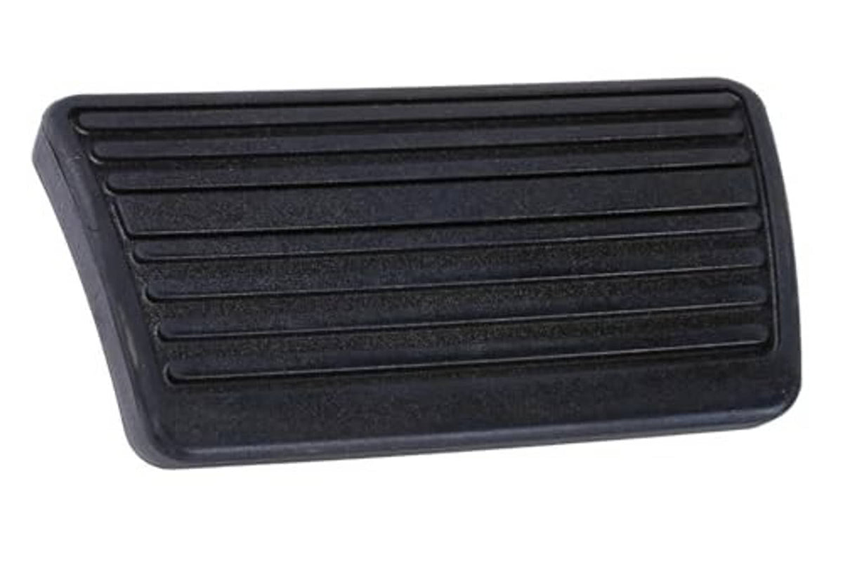 Brake pedal cover, dark rubber with raised grip texture and beveled edge