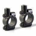Black handlebar mirror mount clamps, 10mm thread, 25mm bar fit