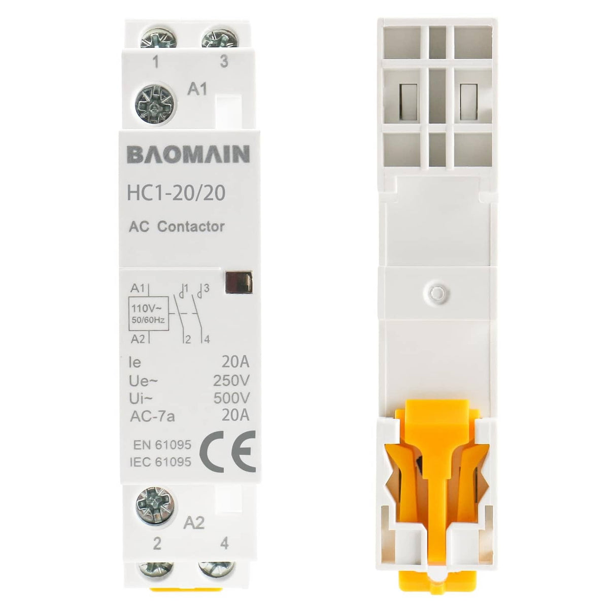 BAOMAIN HC1-20/20 AC contactor, front and rear terminals, white body