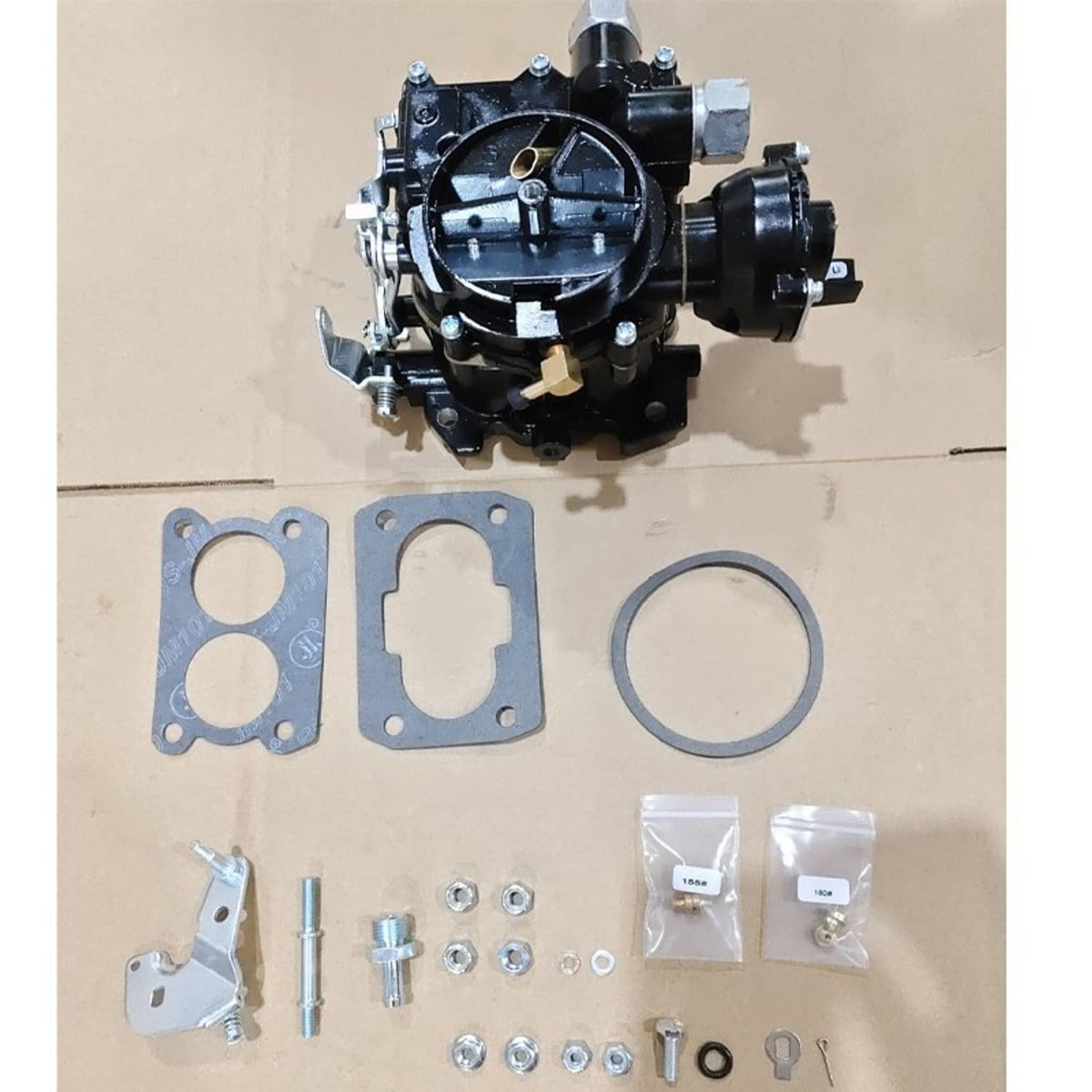 Marine carburetor with choke, gaskets, O-ring, and mounting hardware