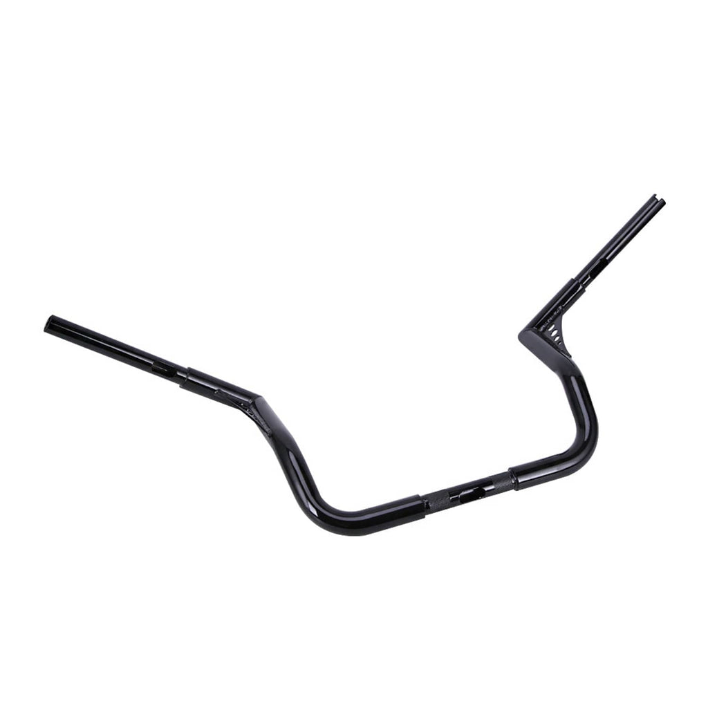 Black meathook-style handlebar with curved rise and extended bar ends