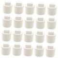 Pack of white PVC 1/2 in male thread end cap plugs with square blind caps