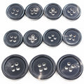 Black round 4-hole buttons, set of 11
