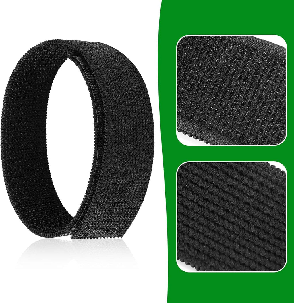 Black boot blousing strap set, textured woven band close-up