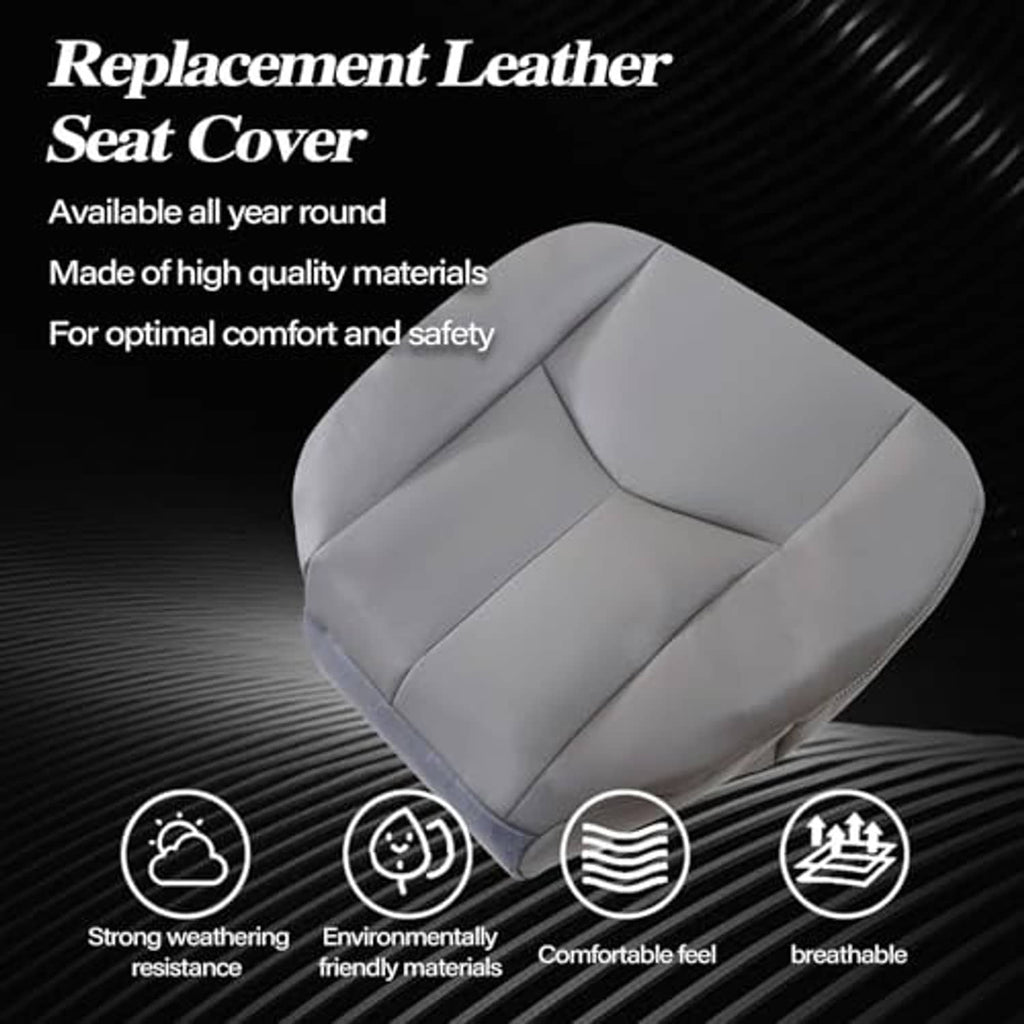 Gray leather seat cover with water-splash performance graphic