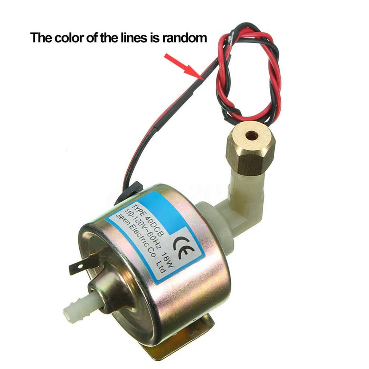 Fog smoke machine oil pump with brass fitting and red/black power wires