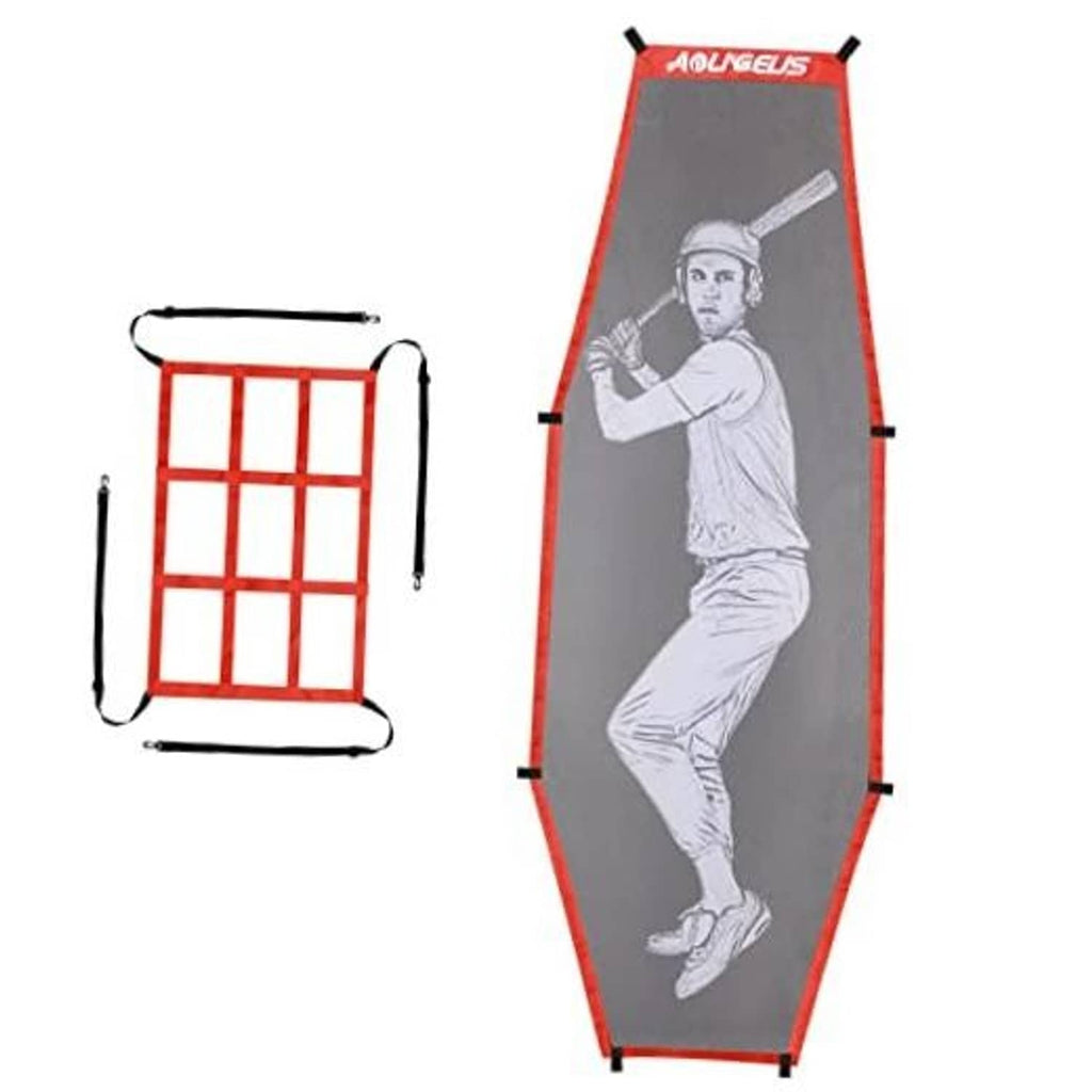 Red baseball strike zone batter training dummy net with batting target window