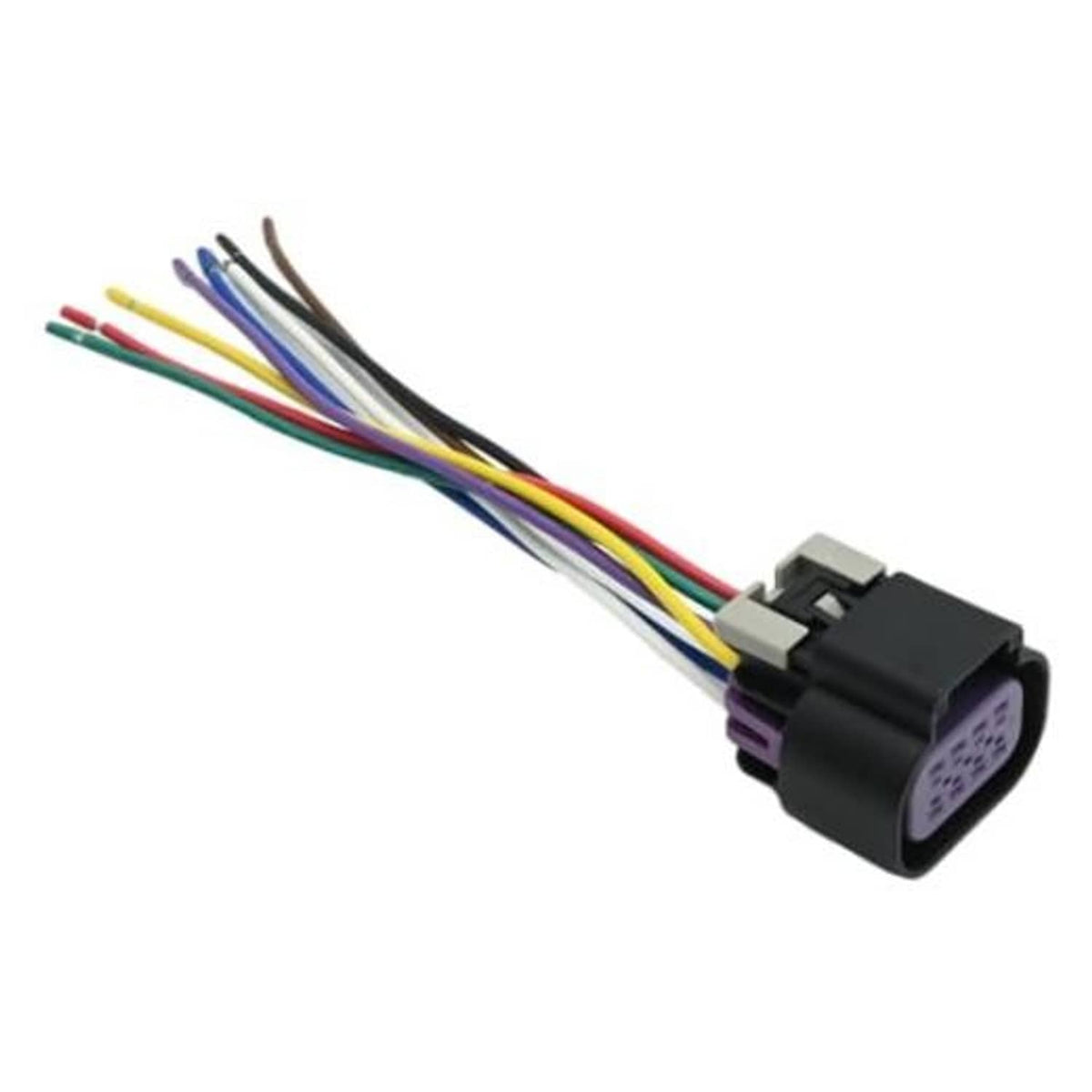 8-wire throttle body connector pigtail harness with black plug and multi-color wires