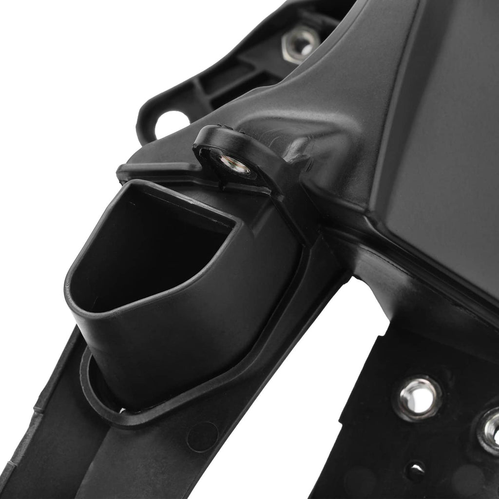 Black ABS fairing bracket stay corner with molded pocket and screw hole