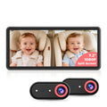 7.2-inch dual-camera baby monitor with split-screen showing two babies, pink accents