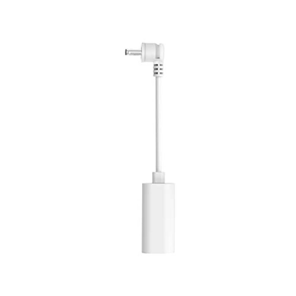 White charging cable with small plug and inline cylindrical adapter