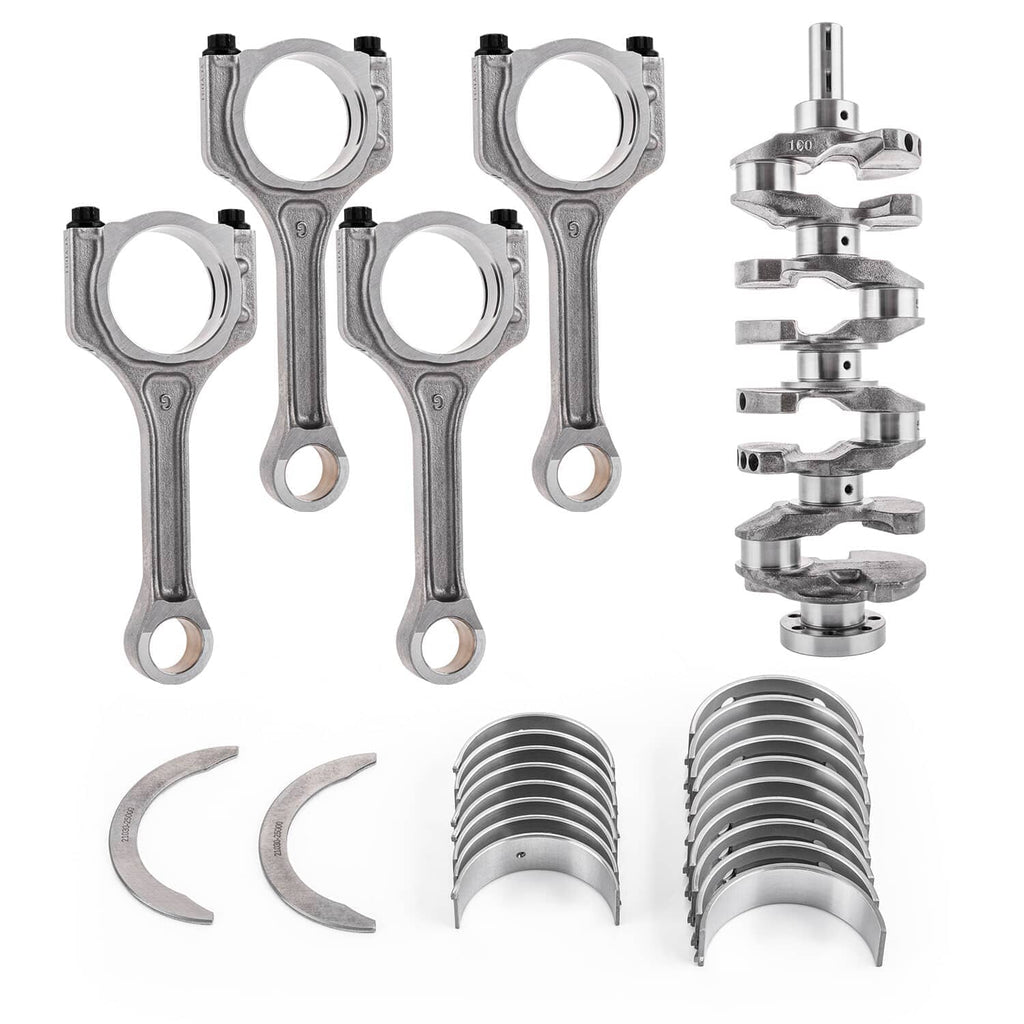Crankshaft connecting rod bearing kit with connecting rods, bearing shells, and crankshaft