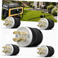 NEMA L14-30P twist-lock plug, white face with brass pins and black ribbed body