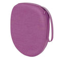 Mauve oval headphone case with zipper and fabric texture
