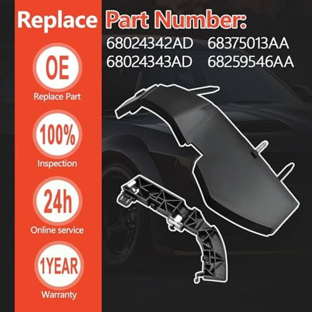 Black bumper support bracket cover retainer set with molded plastic cover and pins