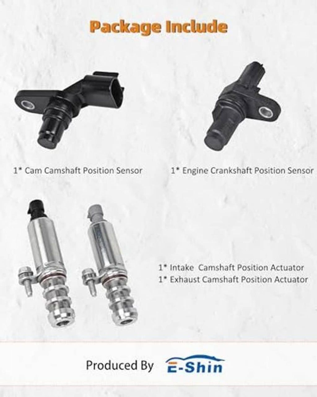 Package contents: camshaft and crankshaft sensors plus intake/exhaust actuators