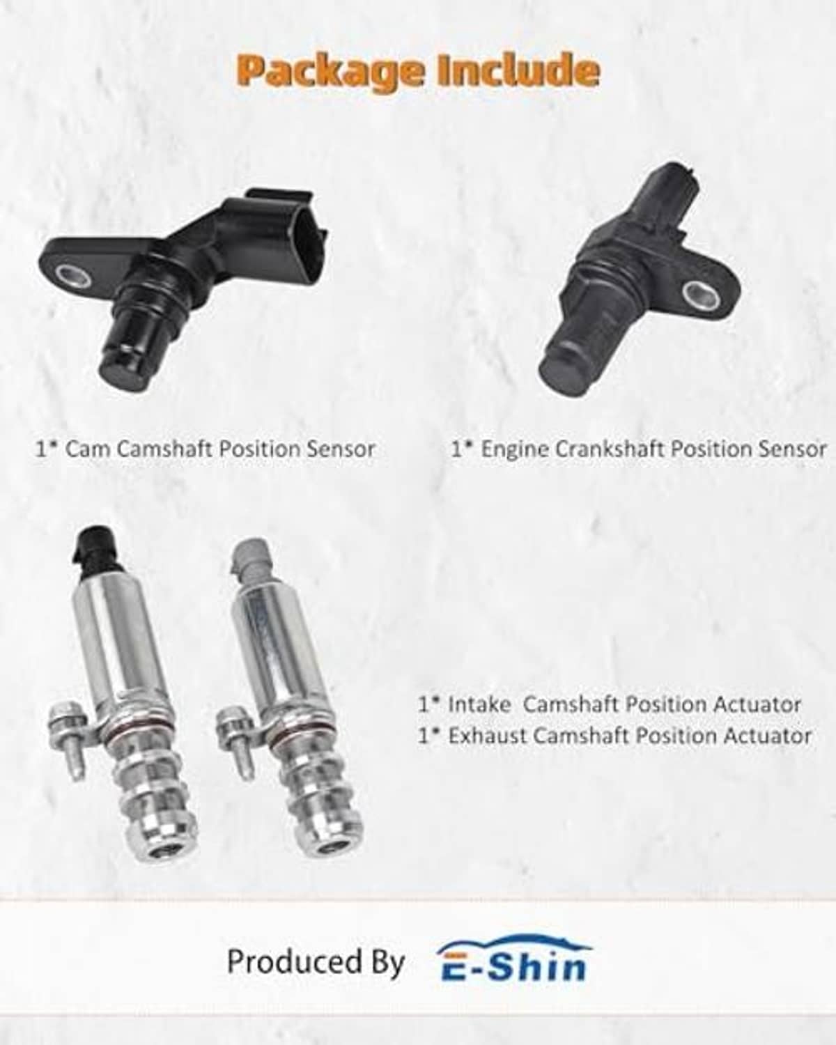 Package contents: camshaft and crankshaft sensors plus intake/exhaust actuators