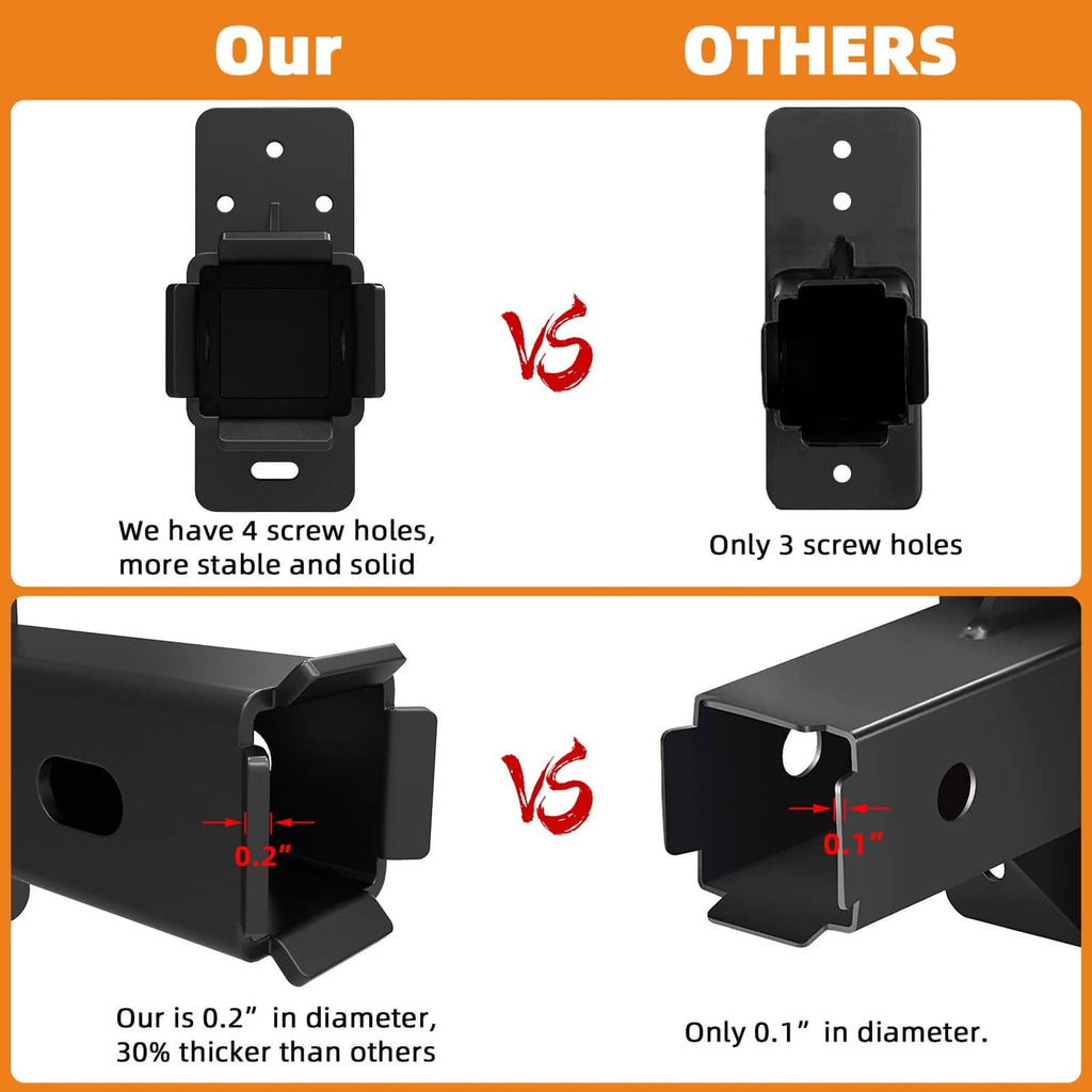 Black hitch wall mount bike rack bracket with four-hole mounting plate