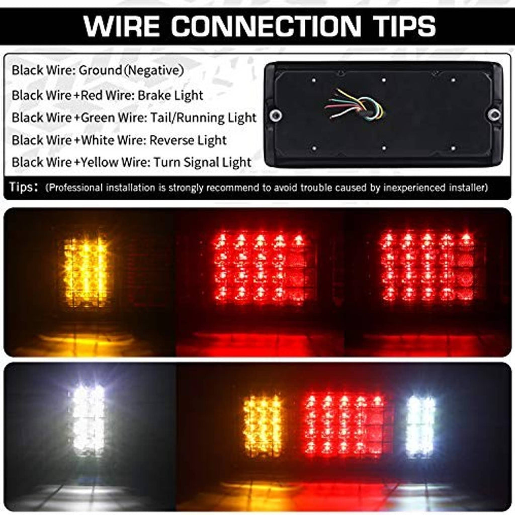 Tail light bar housing with wiring connections and mounting screws
