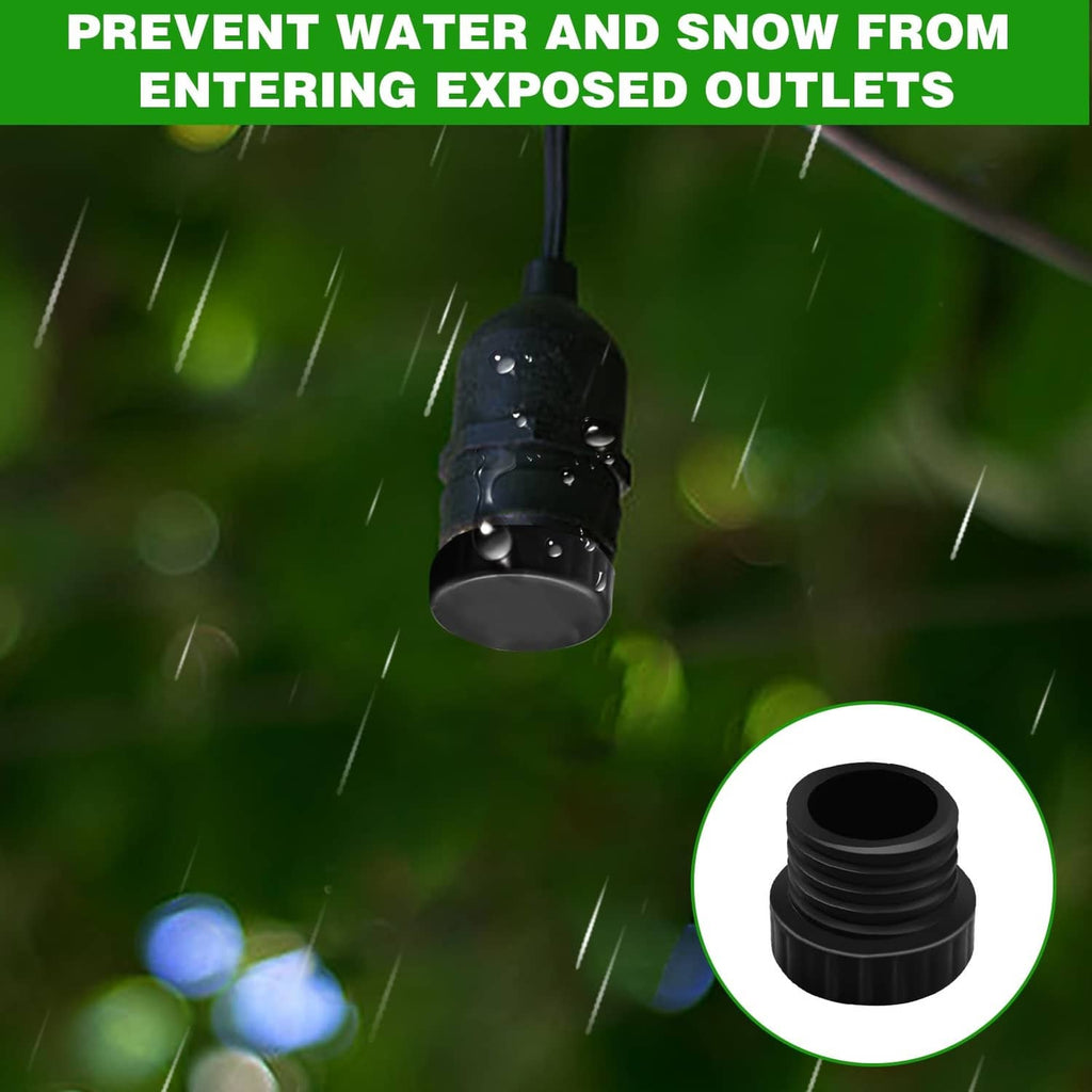 Black ribbed light bulb socket cover cap installed on lamp socket outlet