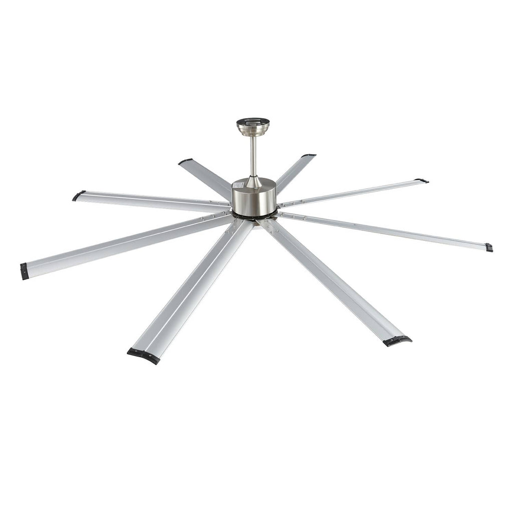 Brushed nickel ceiling fan with 8 blades and integrated light kit