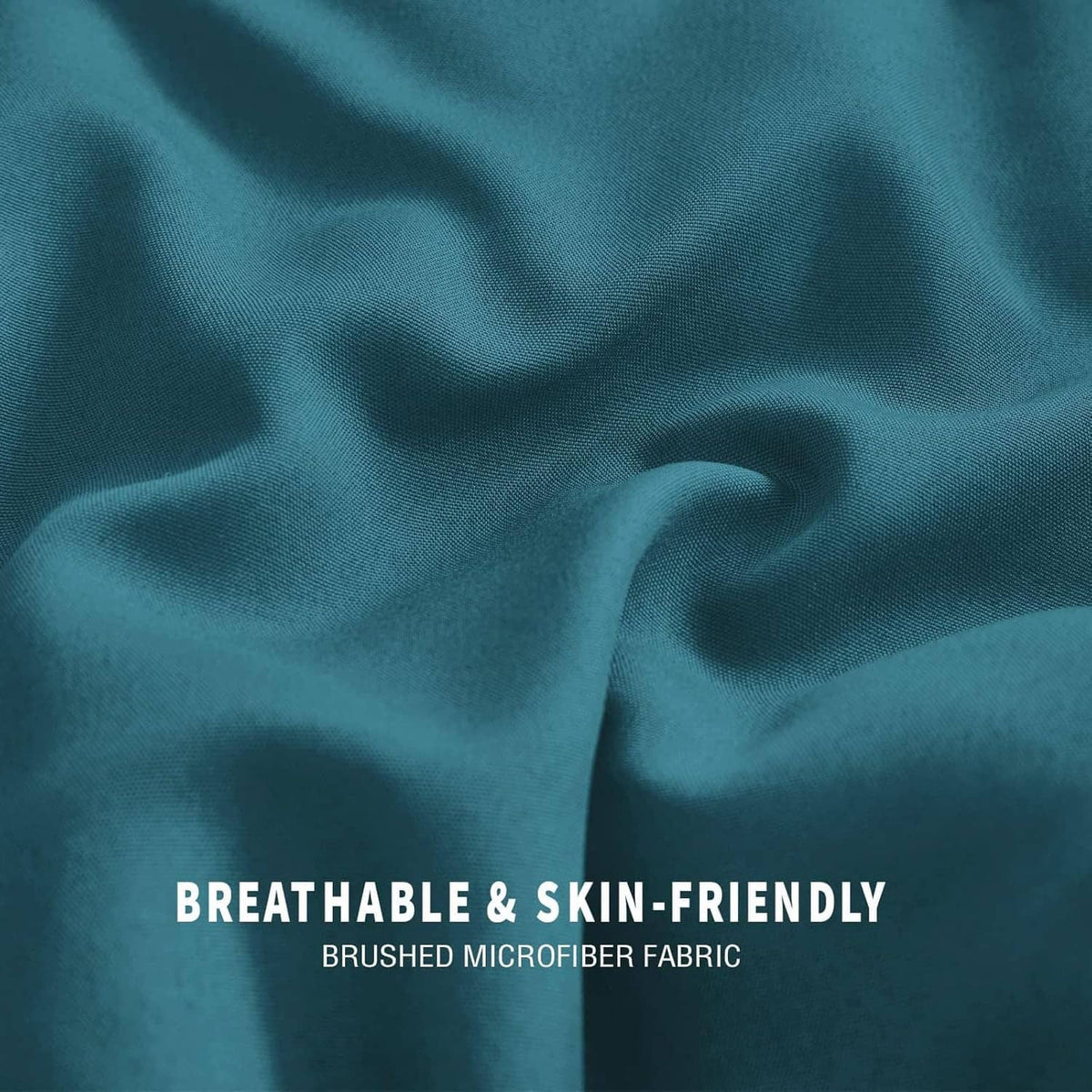 Brushed microfiber comforter fabric in teal with smooth quilted surface