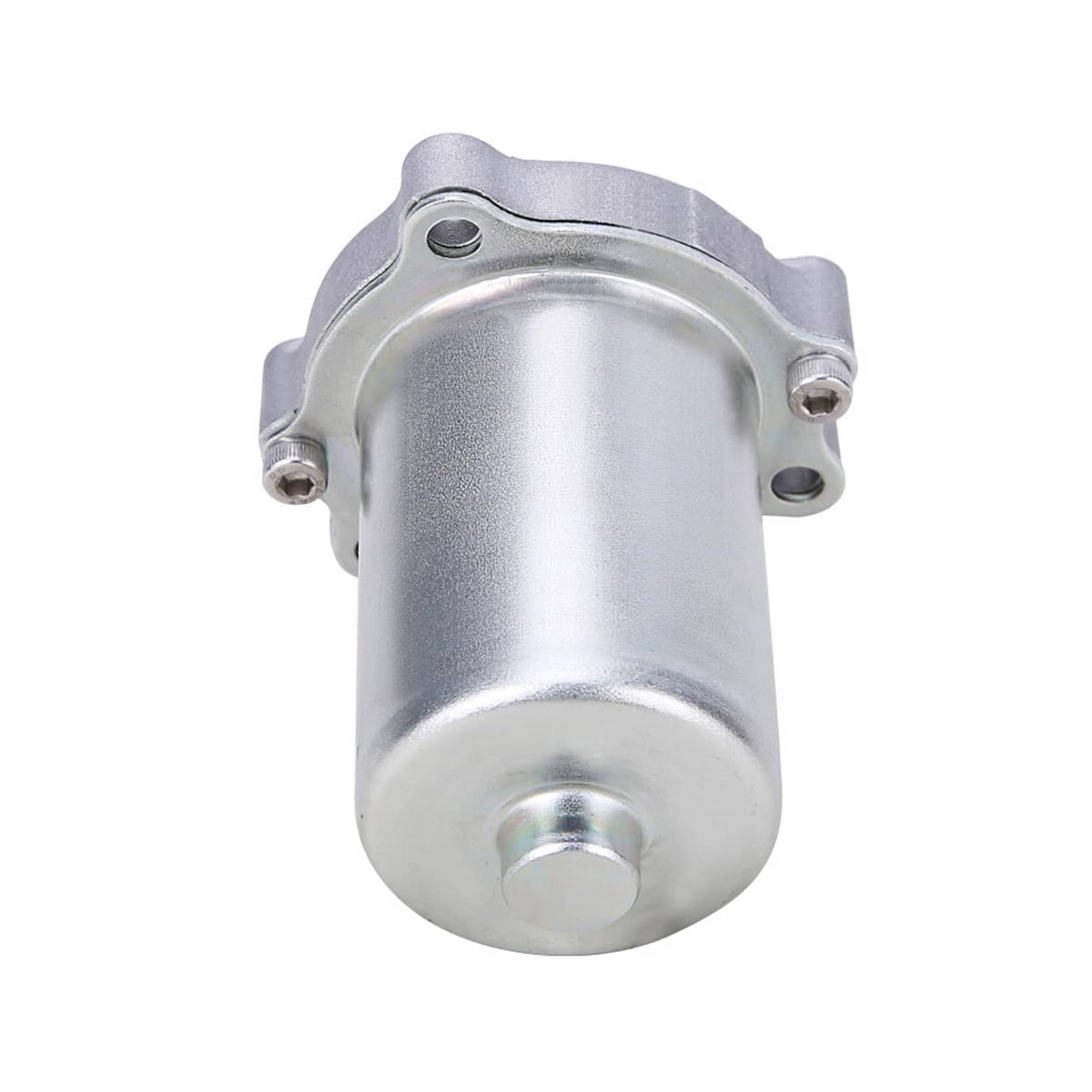 Shift motor with silver end cap and mounting lugs, top front close-up