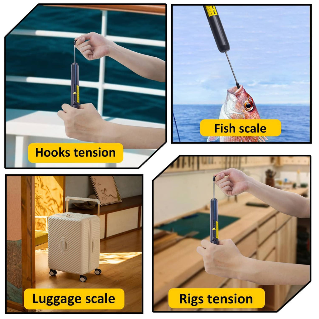 Manual pull hanging scale held by hand with long rod and curved hook