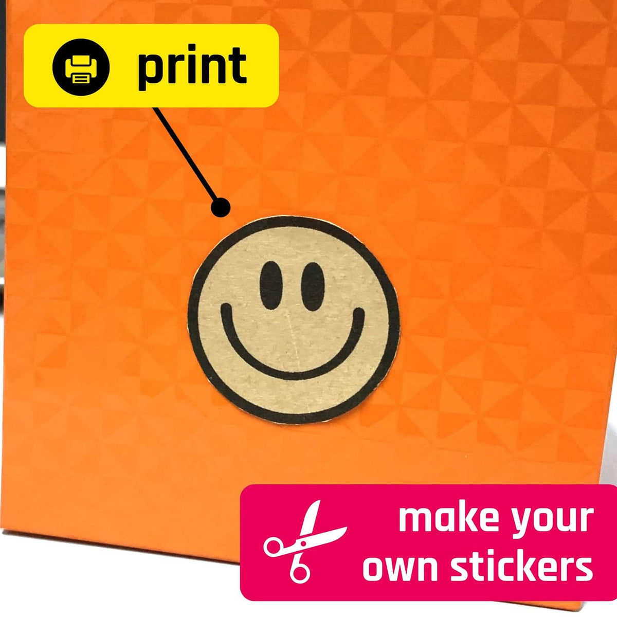 Kraft sticker paper sheet with smiley face print, compatible for laser and inkjet
