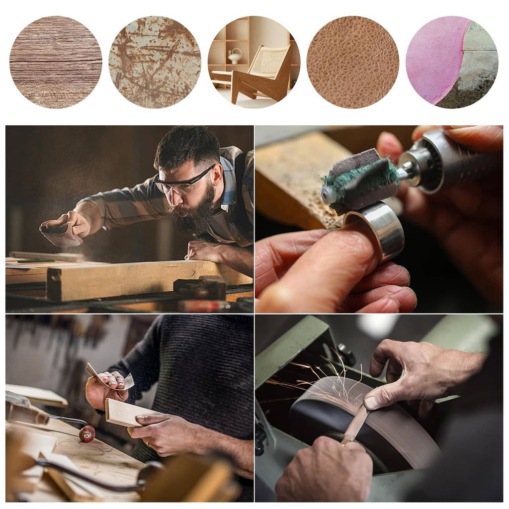 Red emery cloth sandpaper roll and strips, fine abrasive for detailed sanding