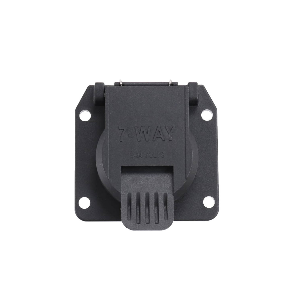 Black T-style electrical connector module with mounting holes