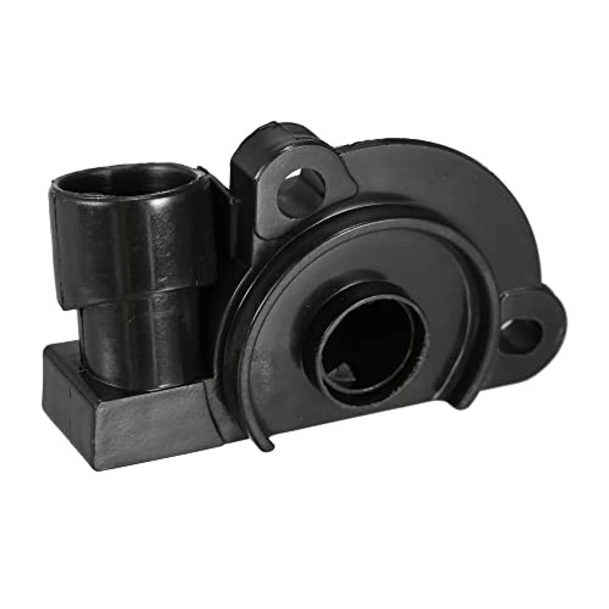Throttle position sensor TPS front view with circular port and black mounting bracket