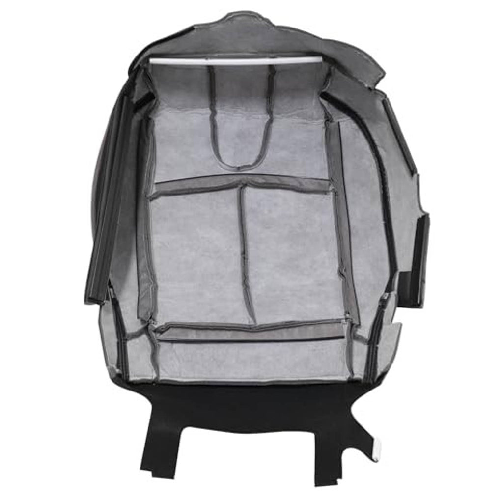 Black leather seat cover base with exposed backing and side mounting tabs