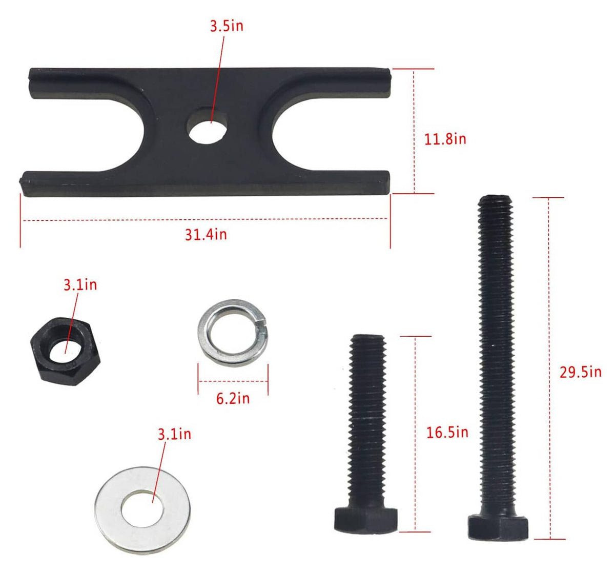 Valve spring compressor tool size diagram with black bracket and two threaded studs
