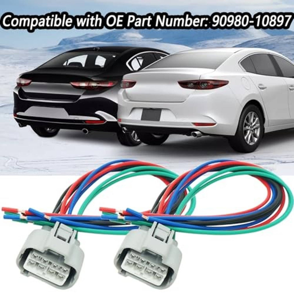 2-pack headlight wiring harness pigtails with two gray multi-pin plugs and multicolor wires