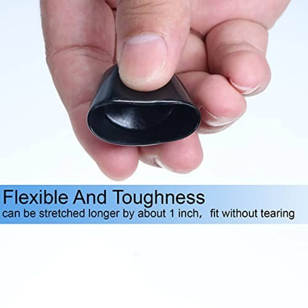 Round rubber end cap held in hand, dark blue/black, flexible open cover