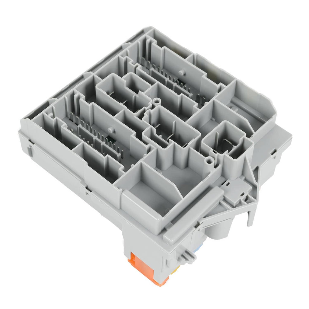 Power distribution center base tray with molded compartments and internal plastic connector slots