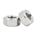 Stainless steel hex nuts set, 5/16-18 threads, polished silver finish