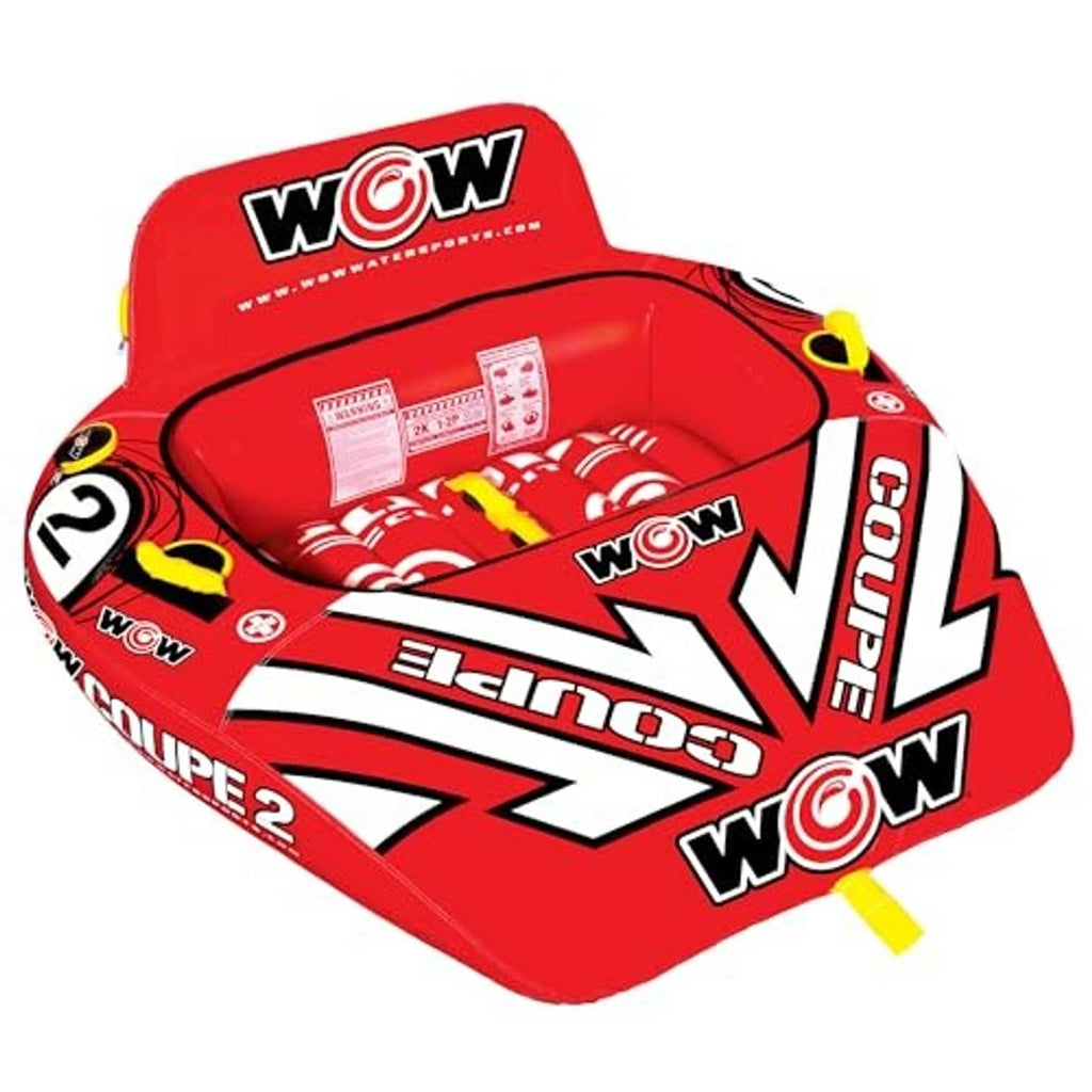 Wow Coupe 2-person inflatable boat towable tube, red with front WOW logo panel