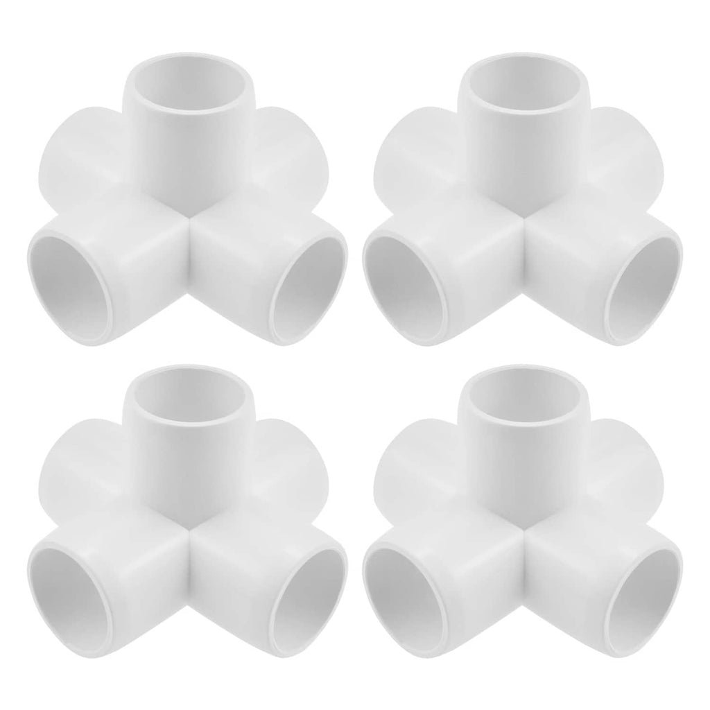 White 3/4 in PVC 4-way pipe fitting cross, 4-pack with push-fit ends