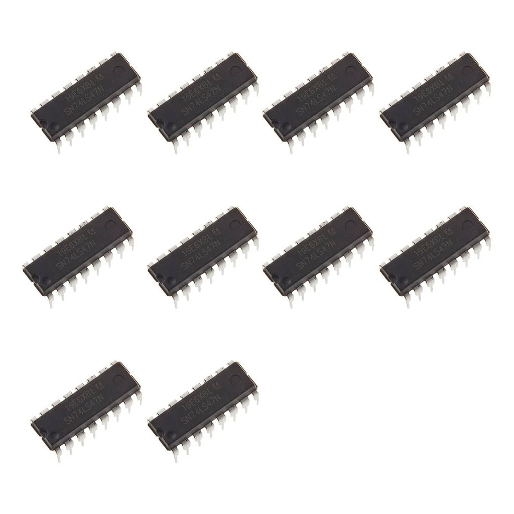 10-pack 74LS series BCD-to-7-segment decoder logic ICs, black DIP packages