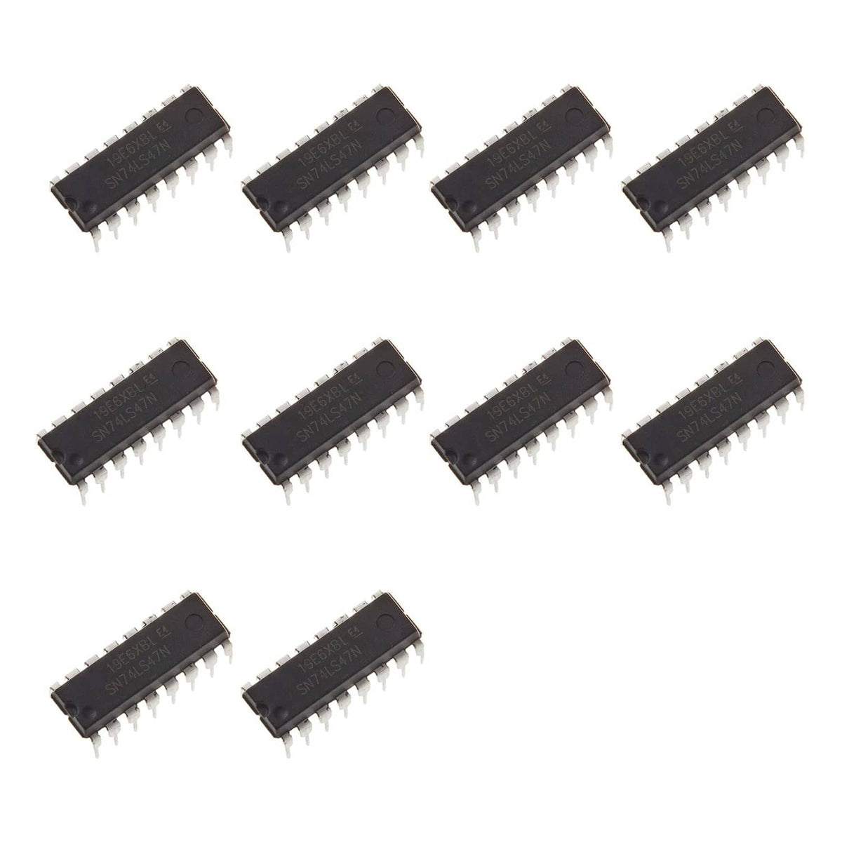 10-pack 74LS series BCD-to-7-segment decoder logic ICs, black DIP packages
