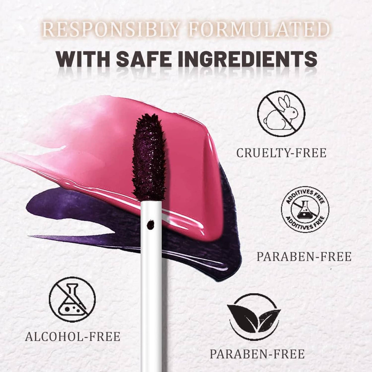 Red lip stain applicator with black brush tip, glossy tube and white handle