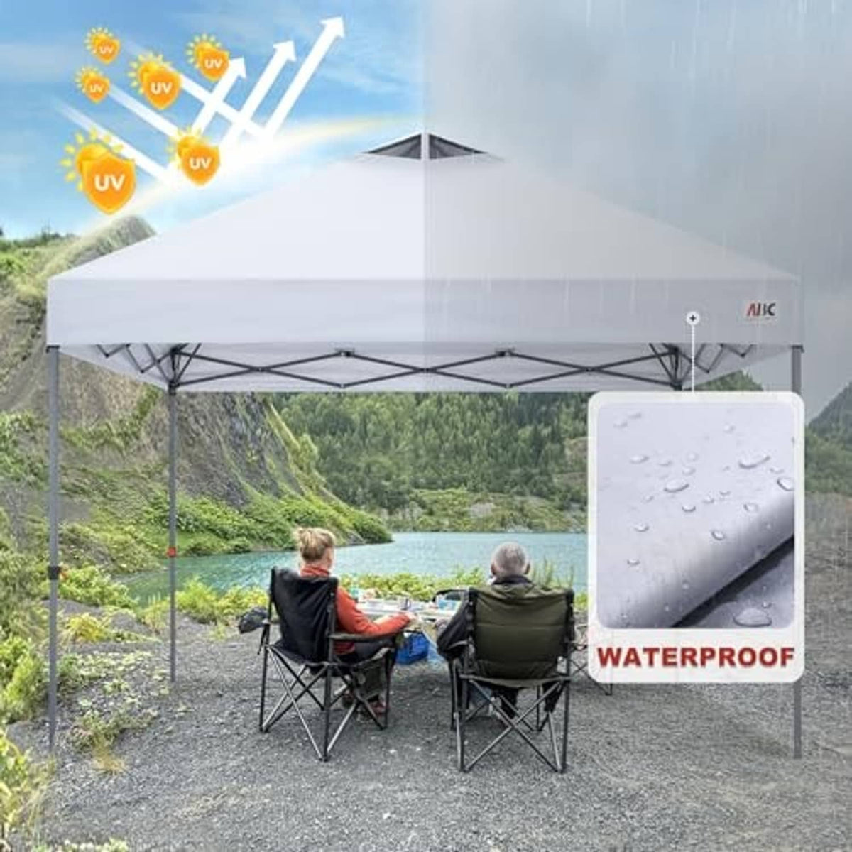 White waterproof pop-up canopy top with sealed fabric for outdoor shelter