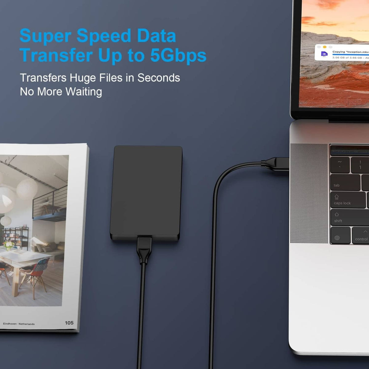 Black USB-A male to male braided data cable connecting devices